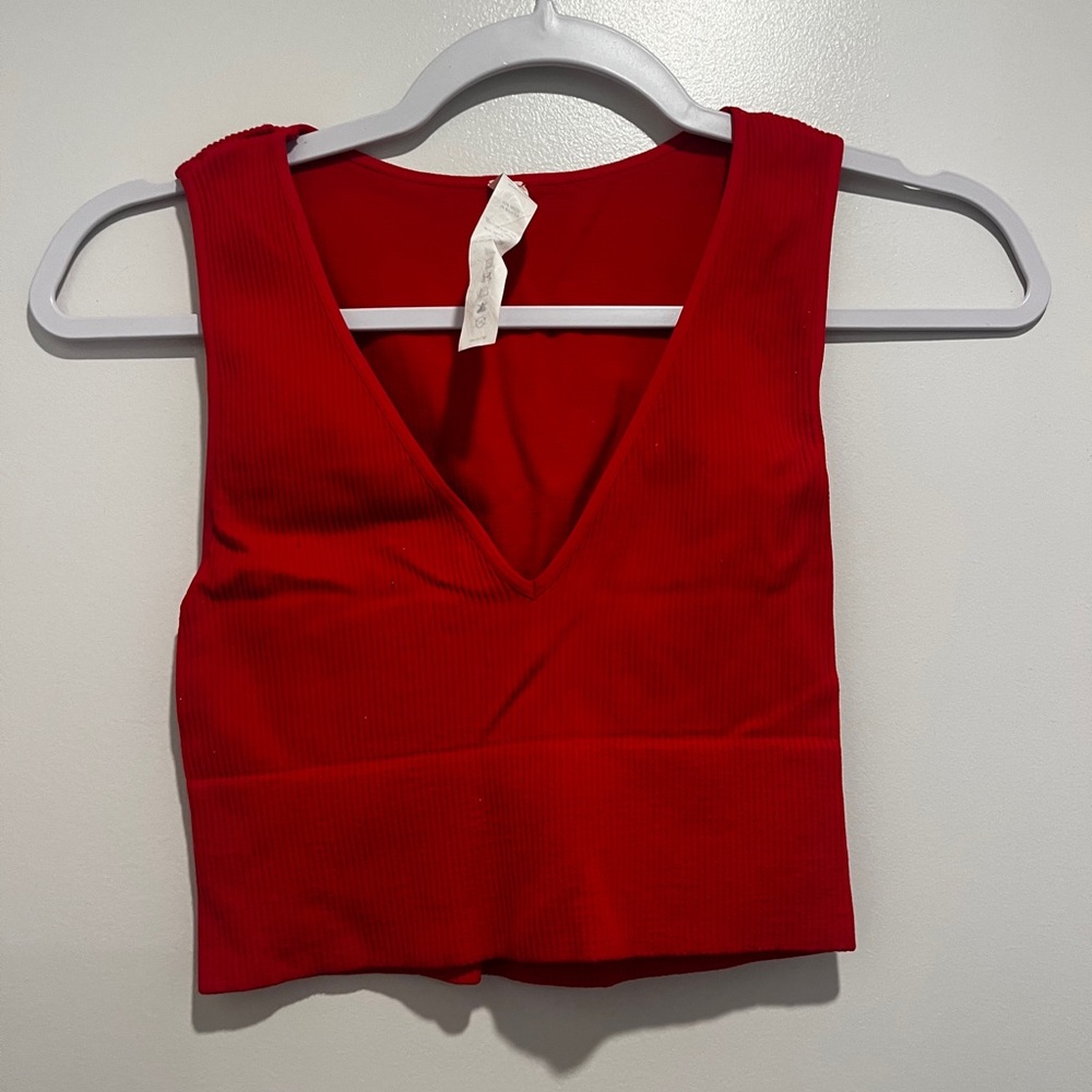 Red cropped tank top